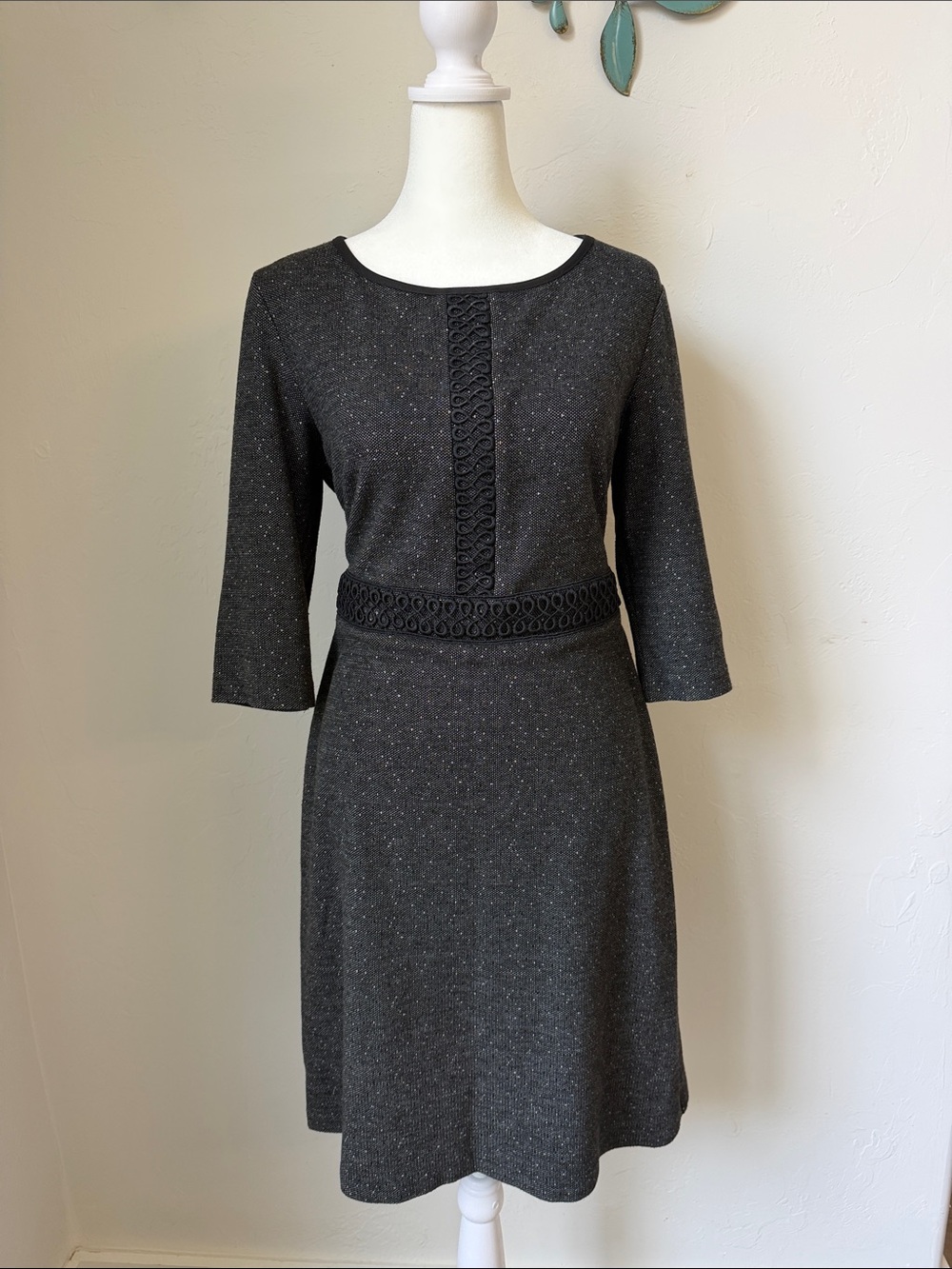 Connected Apparel Charcoal Midi Dress